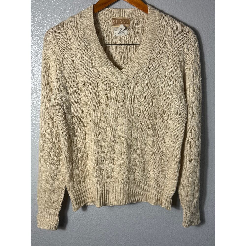 Vintage Sienna Linen Cotton Blend Chunky Knit Sweater Size Medium